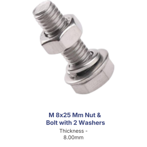 M08 * 25 - SS Nut and Bolt with 2 W